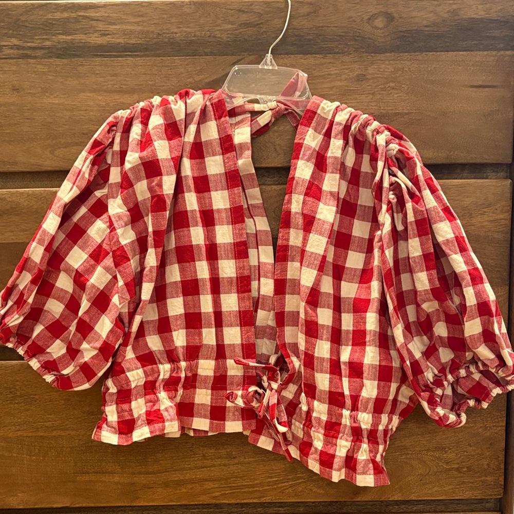 Psychic Outlaw Red and White Checkered Blouse